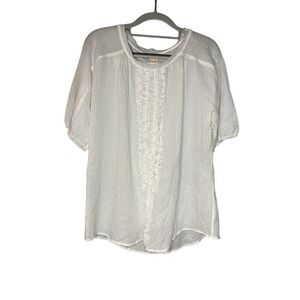 Sundance womens cotton‎ ruffled short sleeve blouse